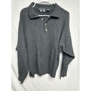 Woods & Gray, Men's 100% Lambswool Pullover Polo Sweater, Gray, Size-Large